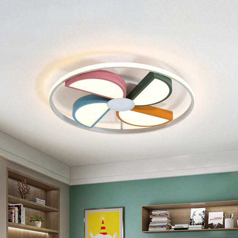 Plafonnier encastré à LED blanc Macaroon pour chambre à coucher, design moulin à vent en acrylique, largeur 16,5"/20,5"