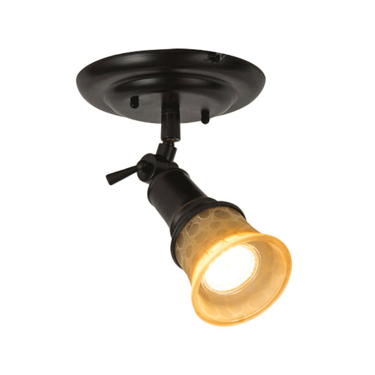 Frosted Glass Semi Flush Black Bell Corridor Ceiling Light with Adjustable Metallic Finish