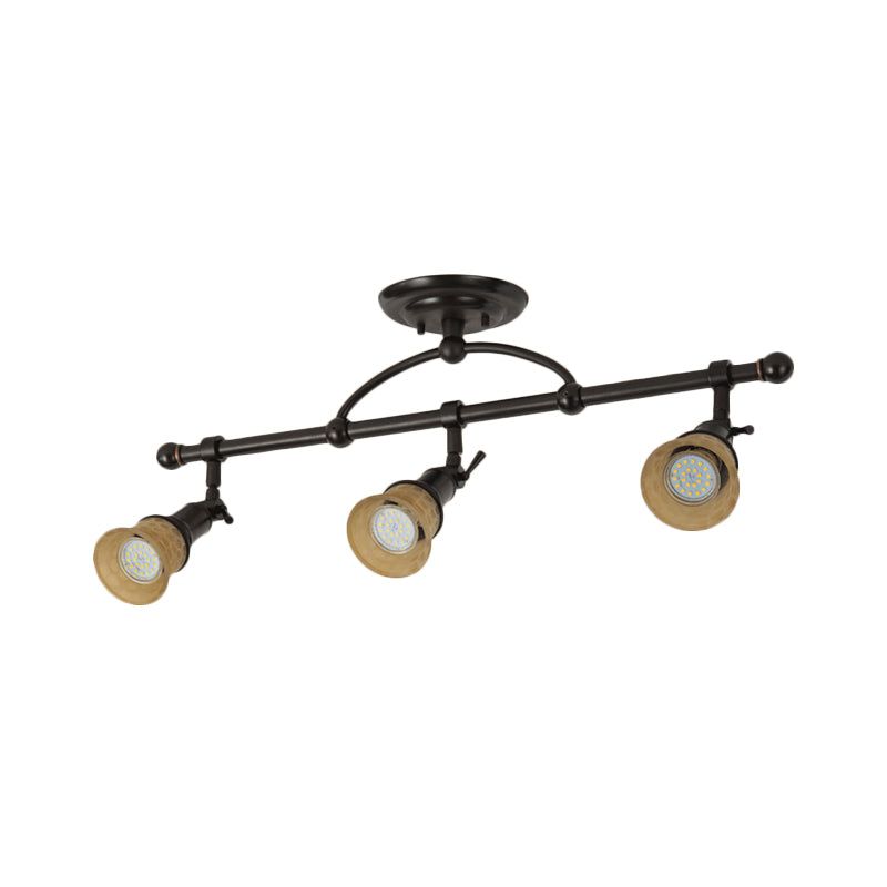 Frosted Glass Semi Flush Black Bell Corridor Ceiling Light with Adjustable Metallic Finish