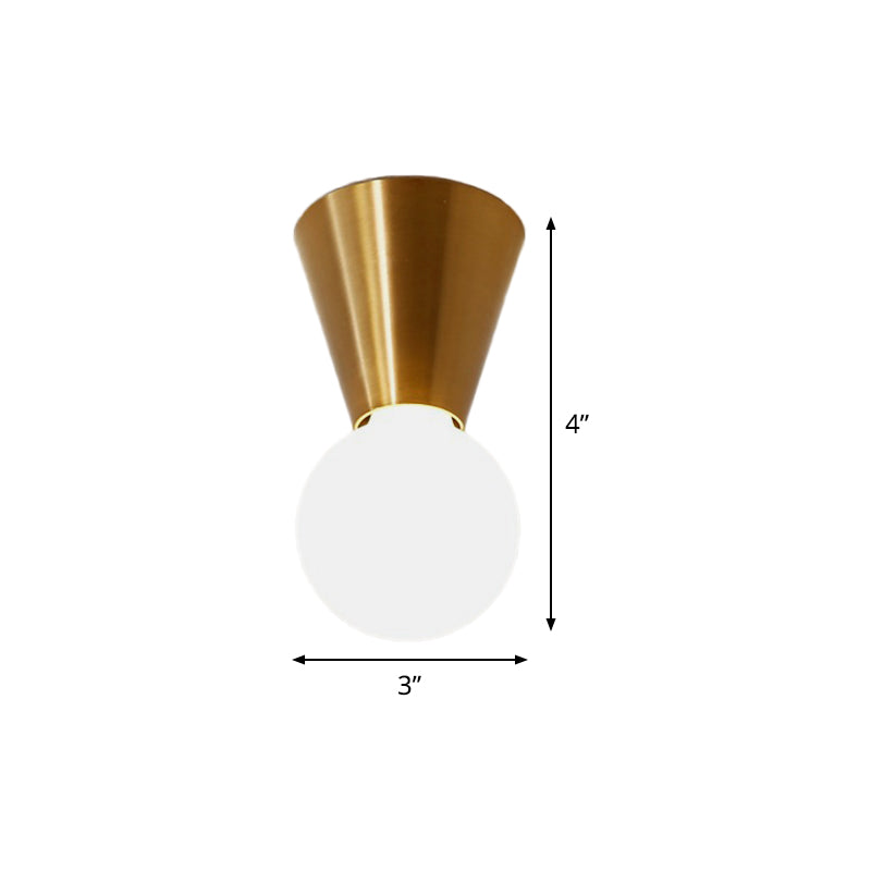 Minimalist Brass Flush Mount Ceiling Lamp with Bottom Orb Glass Shade