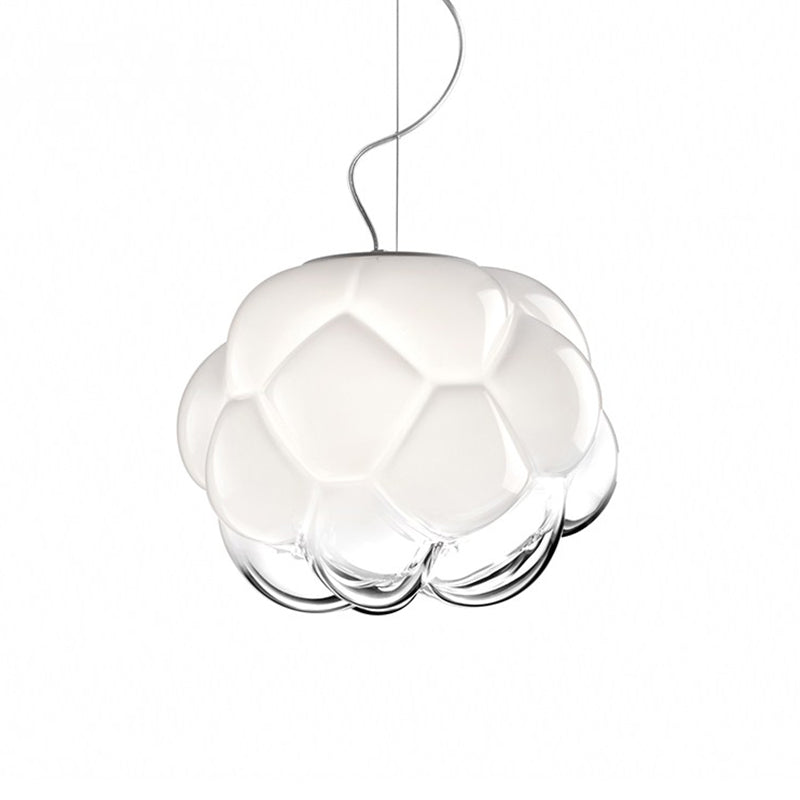 Suspension en verre mat au design simple et 1 ampoule pour suspension de plafond blanche