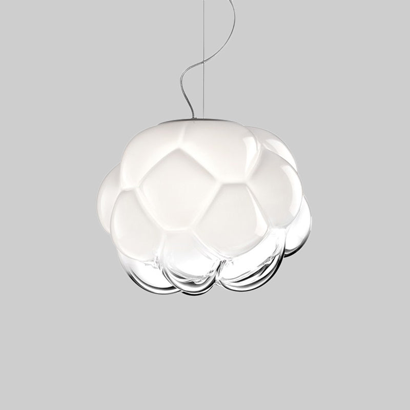 Suspension en verre mat au design simple et 1 ampoule pour suspension de plafond blanche
