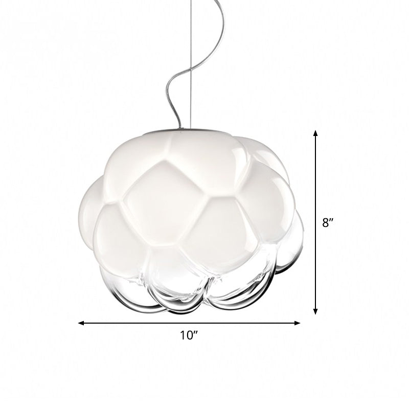 Suspension en verre mat au design simple et 1 ampoule pour suspension de plafond blanche