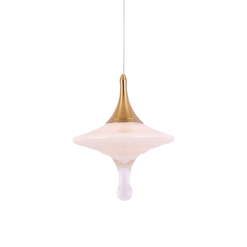 Droplet Dining Table Suspension Pendant: Cream Matte Glass, Minimalist Ceiling Light in Gold