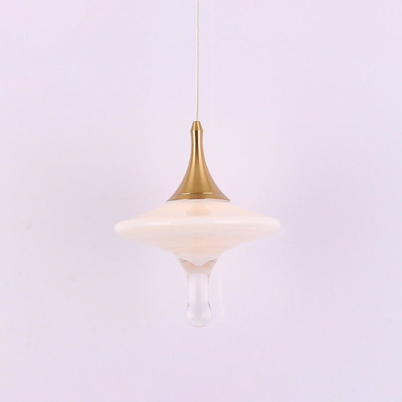Droplet Dining Table Pendant Light - Cream Matte Glass Minimalist Design With Gold Accents