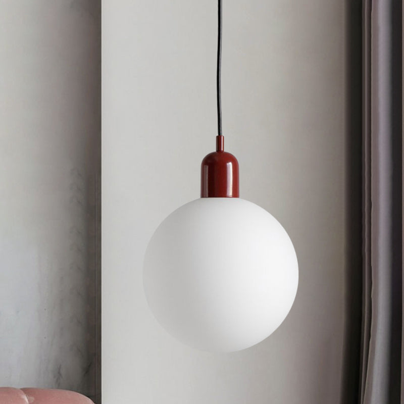 Sleek Opal Glass Drop Pendant Ceiling Light with Colorful Cap - 1-Light Hanging Design