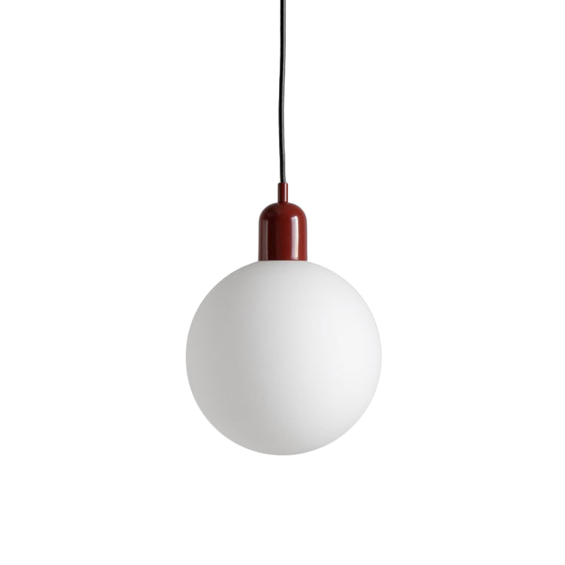 Sleek Opal Glass Drop Pendant Ceiling Light with Colorful Cap - 1-Light Hanging Design