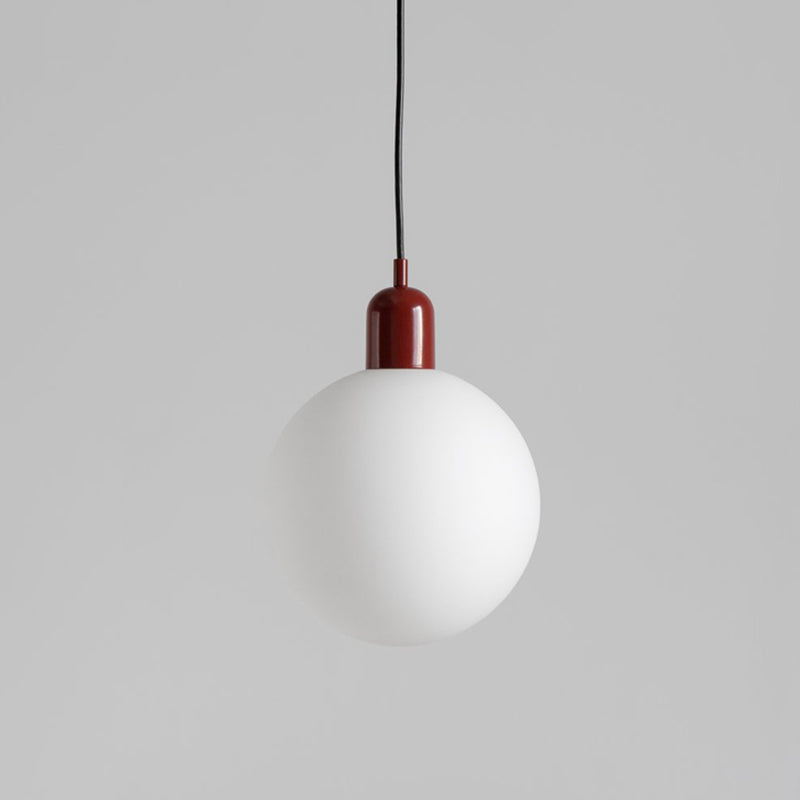 Sleek Opal Glass Drop Pendant Ceiling Light with Colorful Cap - 1-Light Hanging Design