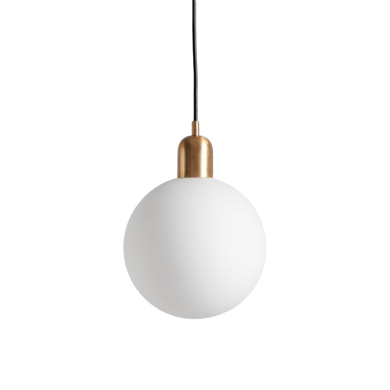 Sleek Opal Glass Drop Pendant Ceiling Light With Red/White/Green Cap
