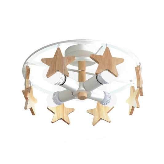 Round Semi-Flush Ceiling Light Macaroon 3-Bulb Grey/White/Green - Wooden Horse Design