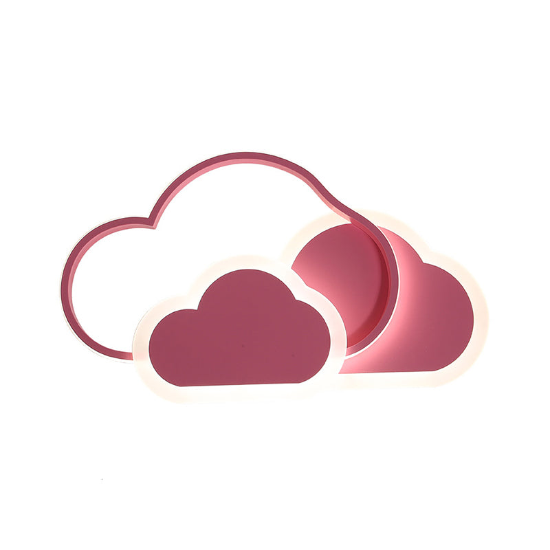 Pink Cloud Kids LED Ceiling Light Flush Mount Acrylic Fixture in White/3 Color Light, 16.5"/20.5" Length