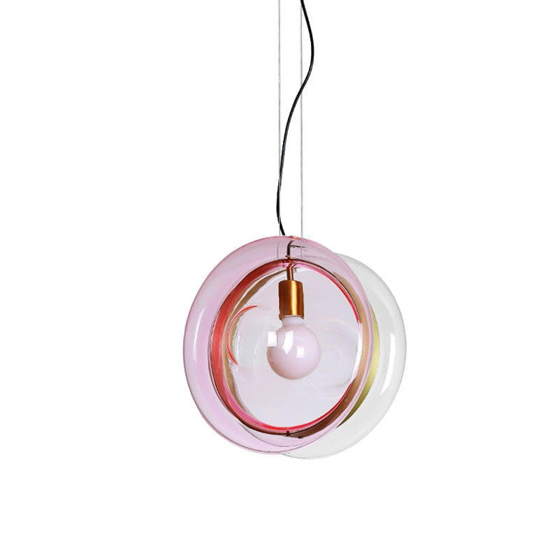 Whirligig Design Pendant Light - Macaron Theme Light-Blue/Pink/Cognac Glass Bistro Hanging Lamp Kit