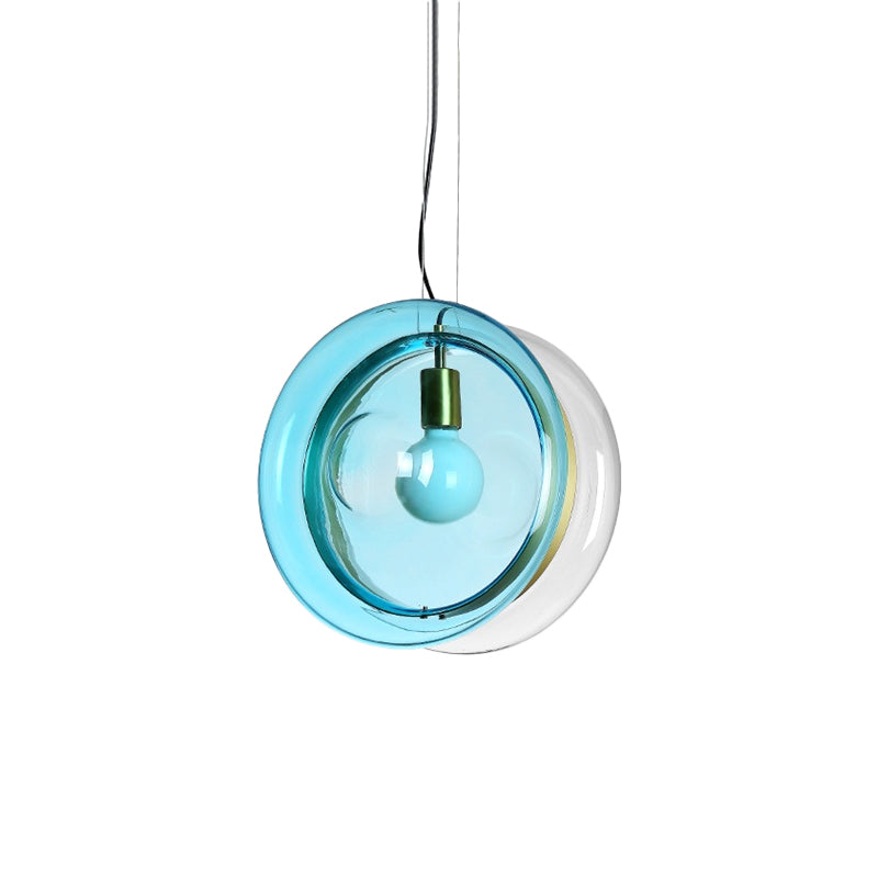 Whirligig Design Pendant Light - Macaron Theme Light-Blue/Pink/Cognac Glass Bistro Hanging Lamp Kit