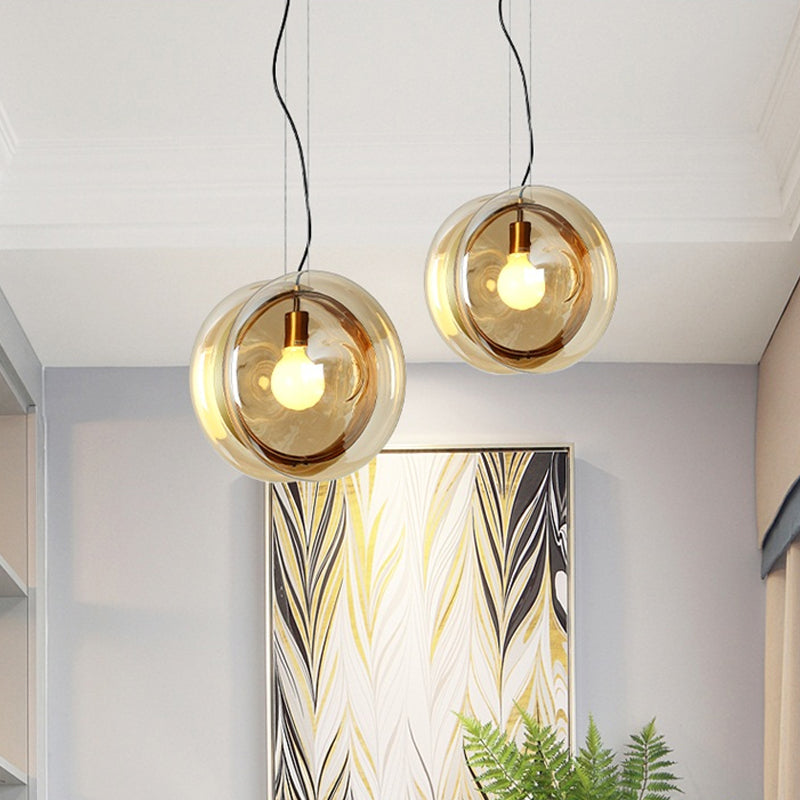 Whirligig Design Pendant Light - Macaron Theme Light-Blue/Pink/Cognac Glass Bistro Hanging Lamp Kit