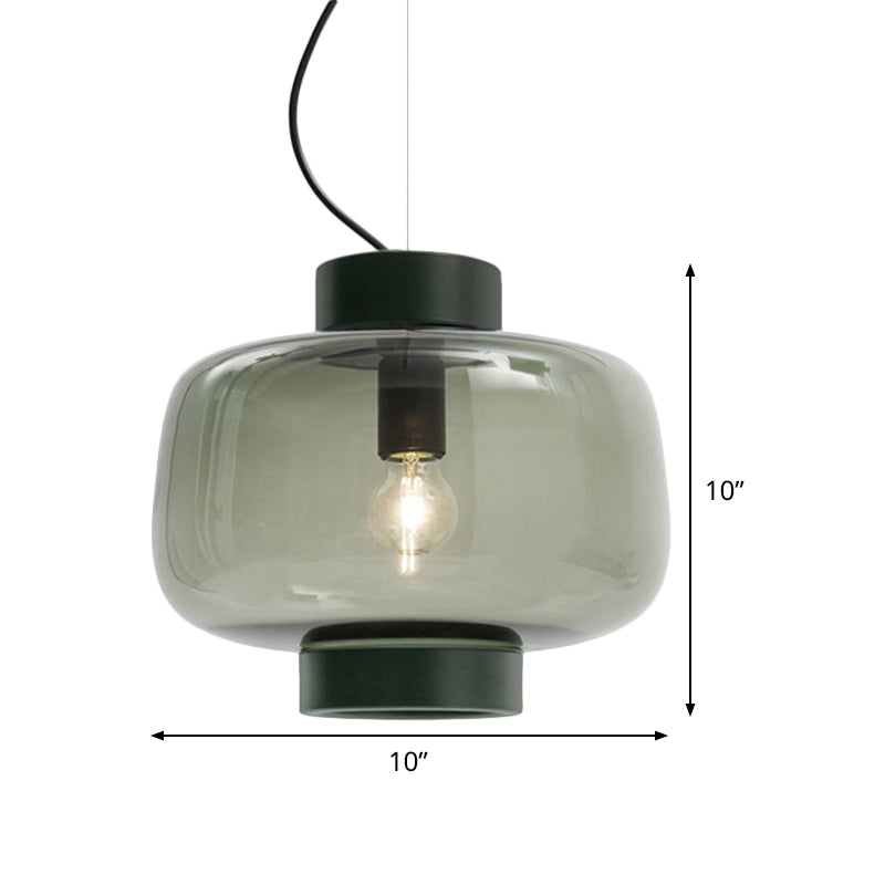 Vintage Black Bistro Pendant Light with Smoke Glass Shade - Drum Hanging Lamp Kit
