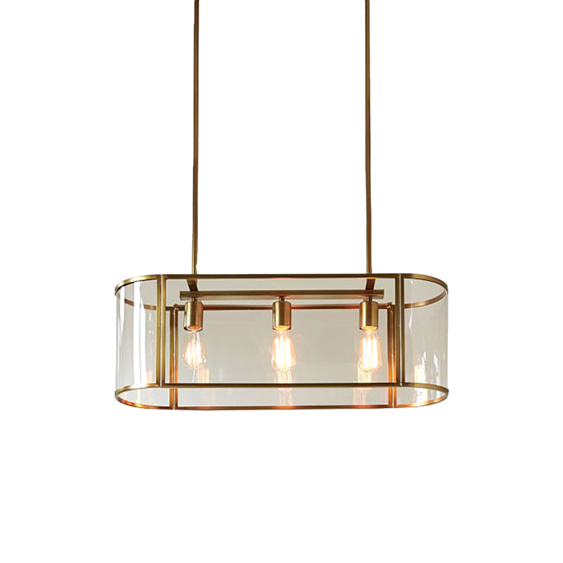 Mid Century Translucent Glass 3-Light Pendant Ceiling Fixture With Gold Finish