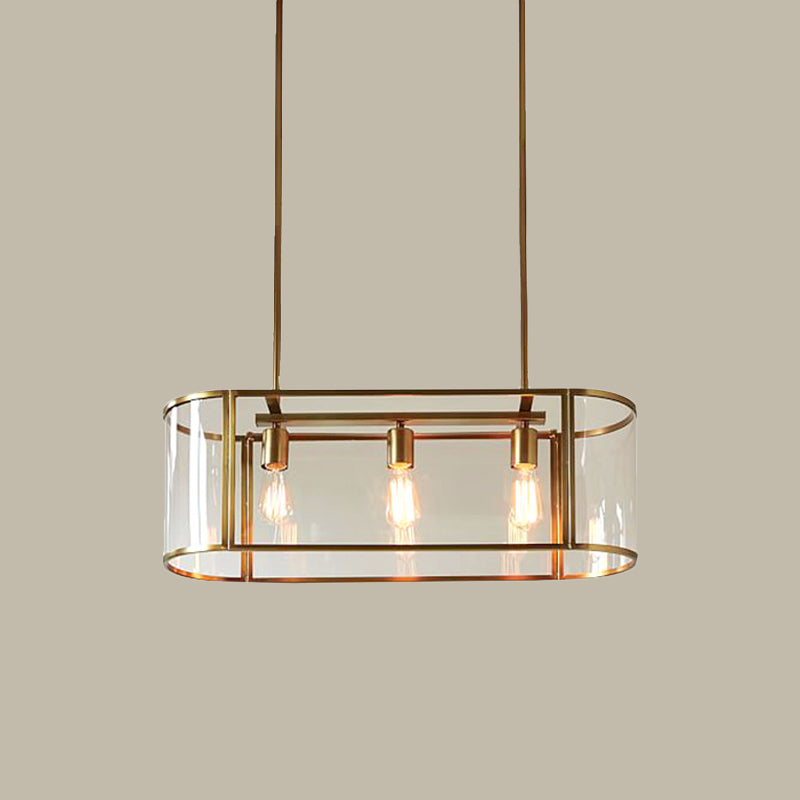 Mid Century Gold Translucent Glass Pendant Light - 3 Head Suspended Fixture