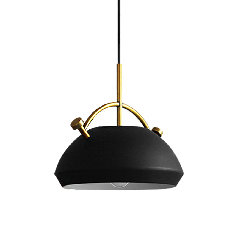 Retro Dome Shade Hanging Ceiling Light - Stylish Metal Pendant Lamp for Table - 10"/11"/13" Width - Black/White - 1 Bulb