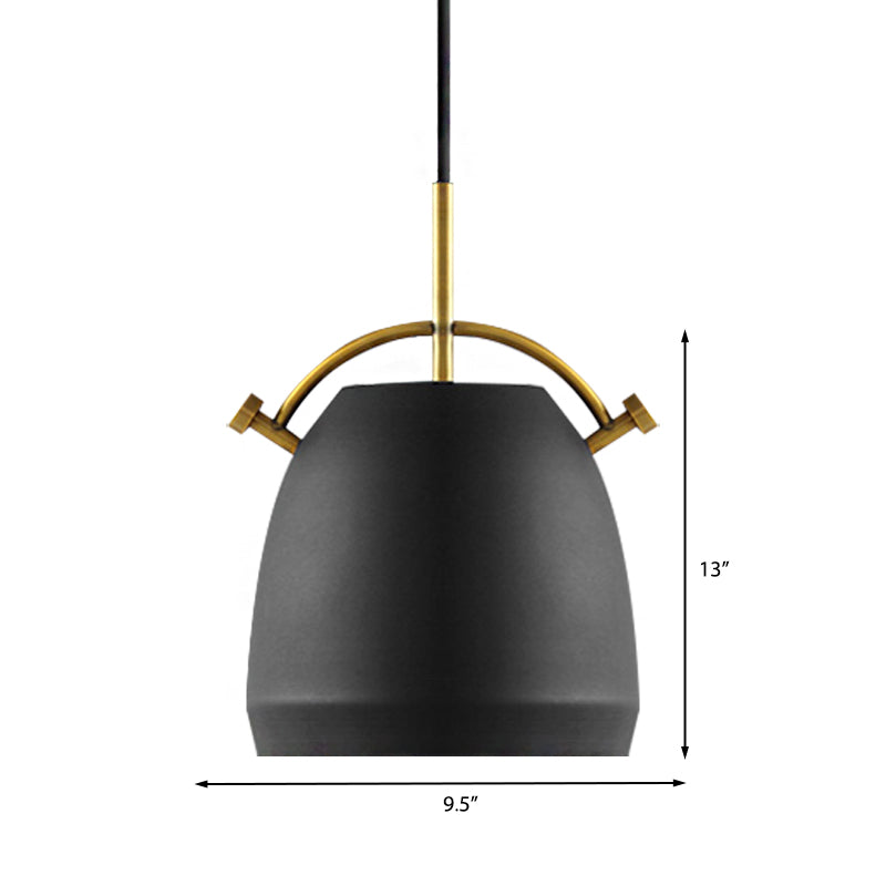 Retro Dome Shade Hanging Ceiling Light - Stylish Metal Pendant Lamp In Black/White 10/11/13 Width