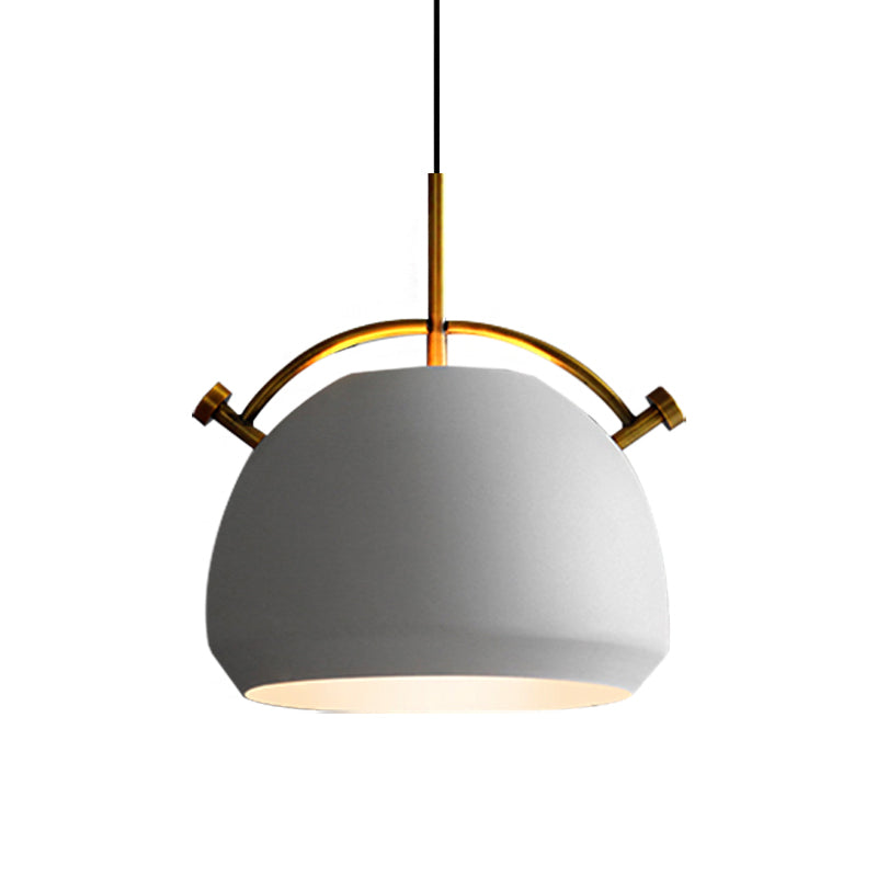 Retro Dome Shade Hanging Ceiling Light - Stylish Metal Pendant Lamp for Table - 10"/11"/13" Width - Black/White - 1 Bulb