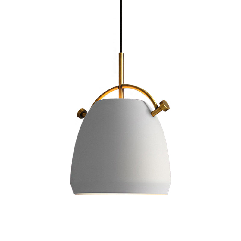 Retro Dome Shade Hanging Ceiling Light - Stylish Metal Pendant Lamp In Black/White 10/11/13 Width