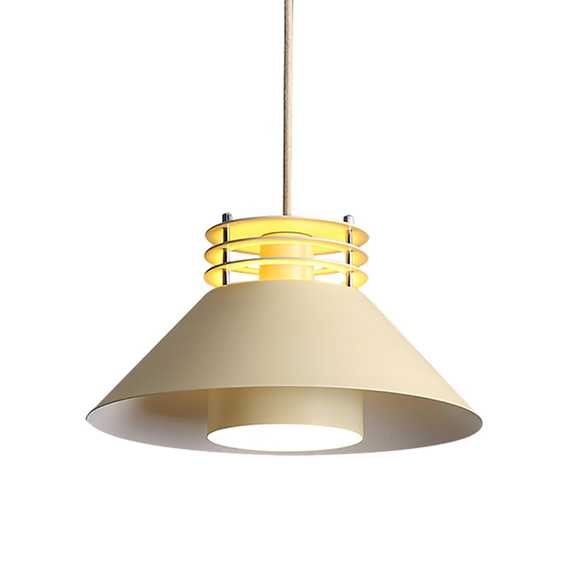 Modern Nordic Pendant Ceiling Light - 9"/12" Conic Shape, Metal Suspension, Black/White - Ideal for Living Room