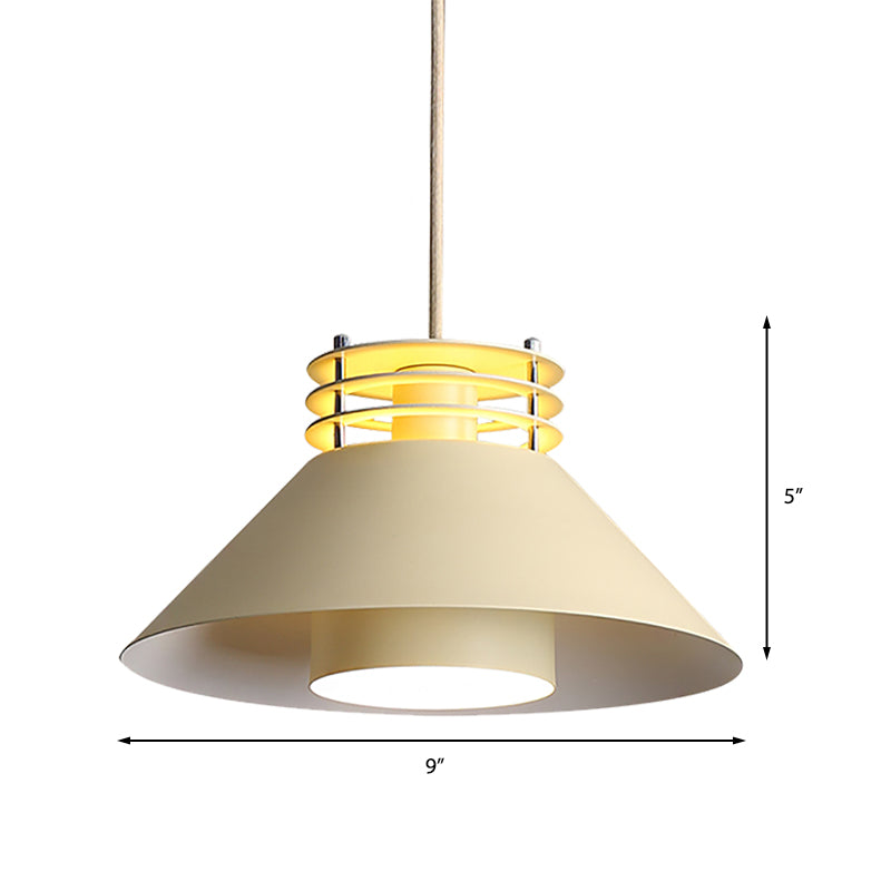 Modern Nordic Pendant Ceiling Light - 9"/12" Conic Shape, Metal Suspension, Black/White - Ideal for Living Room