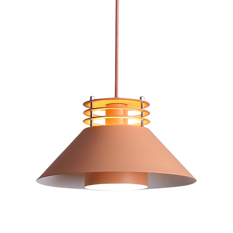 Nordic Style Conic Pendant Ceiling Light - 9/12 Dia Metal Suspension In Black/White Ideal For Living