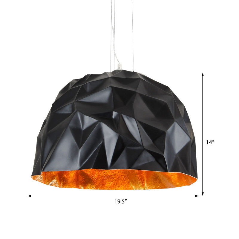 Loft Style Metallic Domed Pendant Ceiling Light Available In Black Or White - 16/19.5 Diameter Ideal