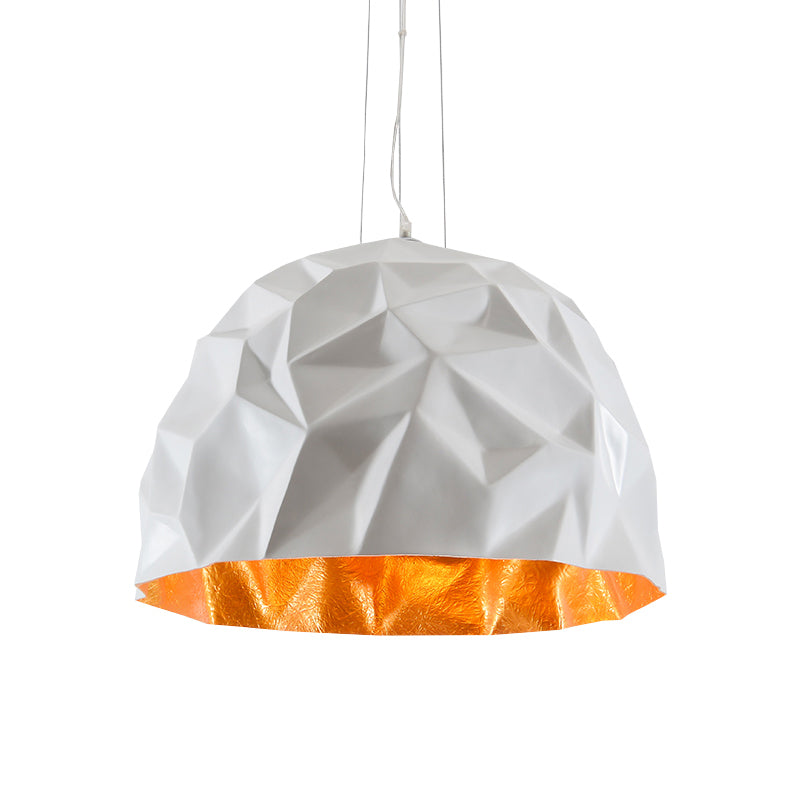 Loft Style Metallic Domed Pendant Ceiling Light Available In Black Or White - 16/19.5 Diameter Ideal