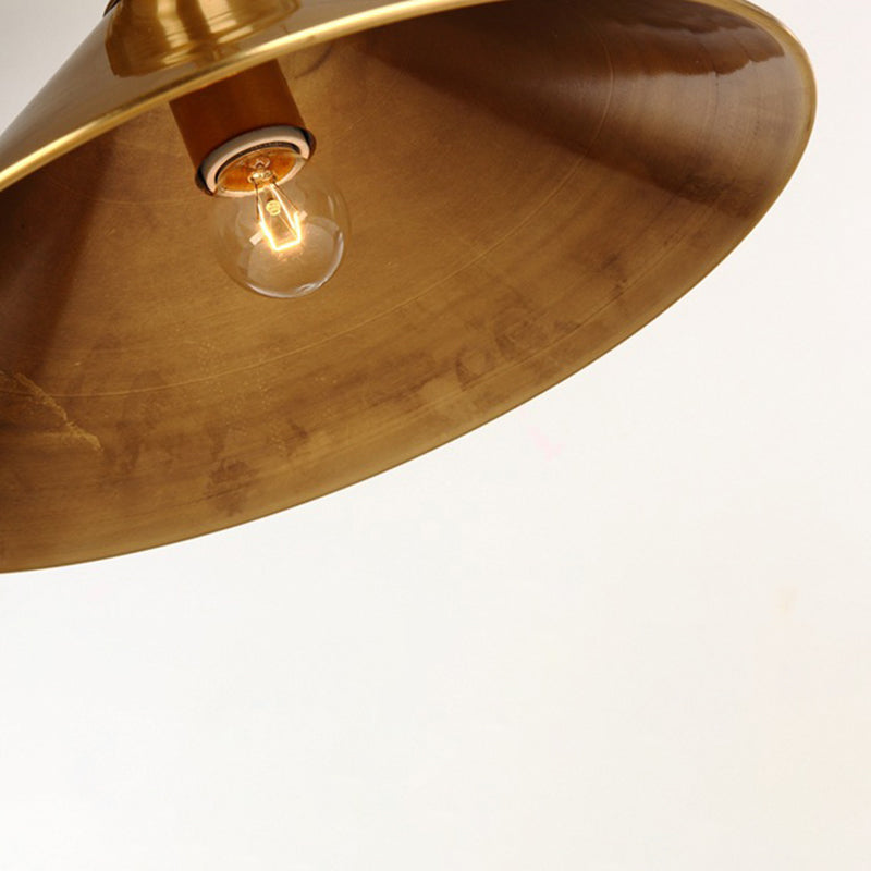 Vintage Suspension Pendant Light with Metallic Brass/Gold Finish - 7"/8.5" Conical Shade, 1-Light