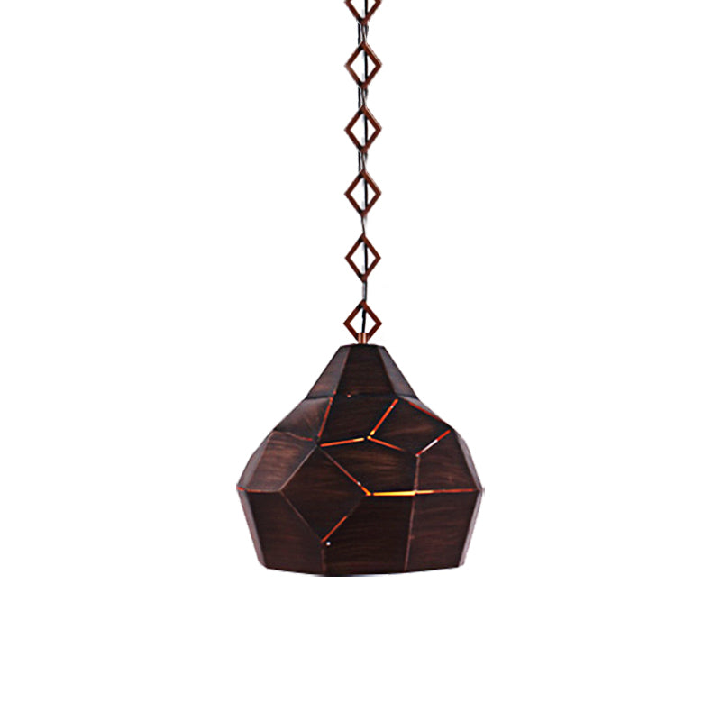 Teardrop Hanging Light with Metal Chain- 1 Light Wrought Iron Pendant Lamp for Restaurants