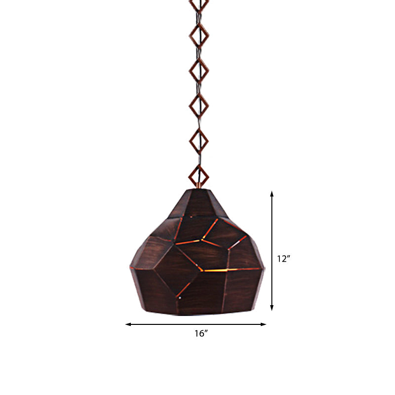 Teardrop Hanging Light For Restaurants - Elegant 1-Light Pendant Lamp With Metal Chain And Wrought