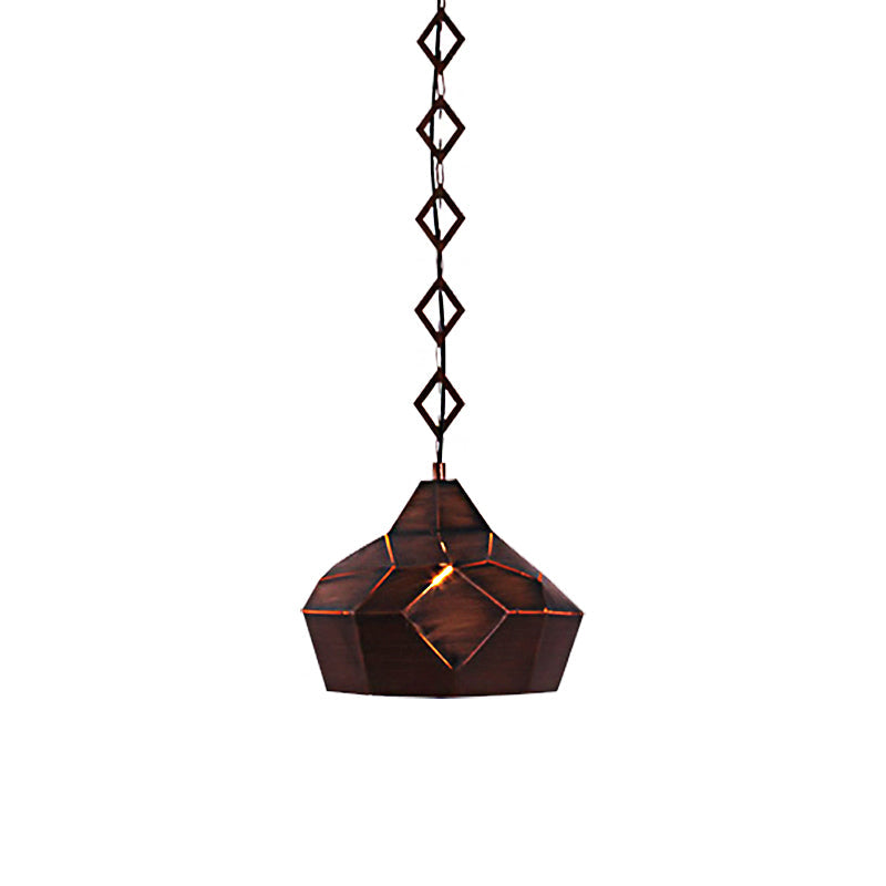 Teardrop Hanging Light with Metal Chain- 1 Light Wrought Iron Pendant Lamp for Restaurants