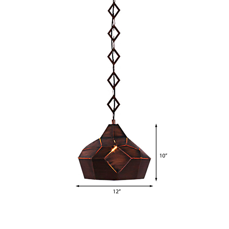 Teardrop Hanging Light For Restaurants - Elegant 1-Light Pendant Lamp With Metal Chain And Wrought
