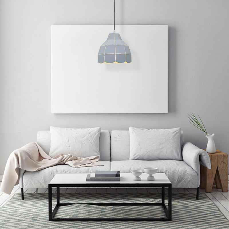 Modern Nordic Metal Pendant Light - Black/Gray/White/Yellow/Blue - Folded Design - 1 Light - Dining Room Hanging Lamp