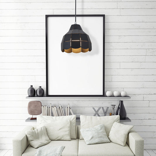 Modern Nordic Metal Pendant Light - Black/Gray/White/Yellow/Blue - Folded Design - 1 Light - Dining Room Hanging Lamp