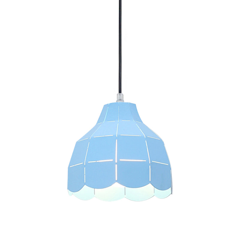 Modern Nordic Metal Pendant Light - Black/Gray/White/Yellow/Blue - Folded Design - 1 Light - Dining Room Hanging Lamp