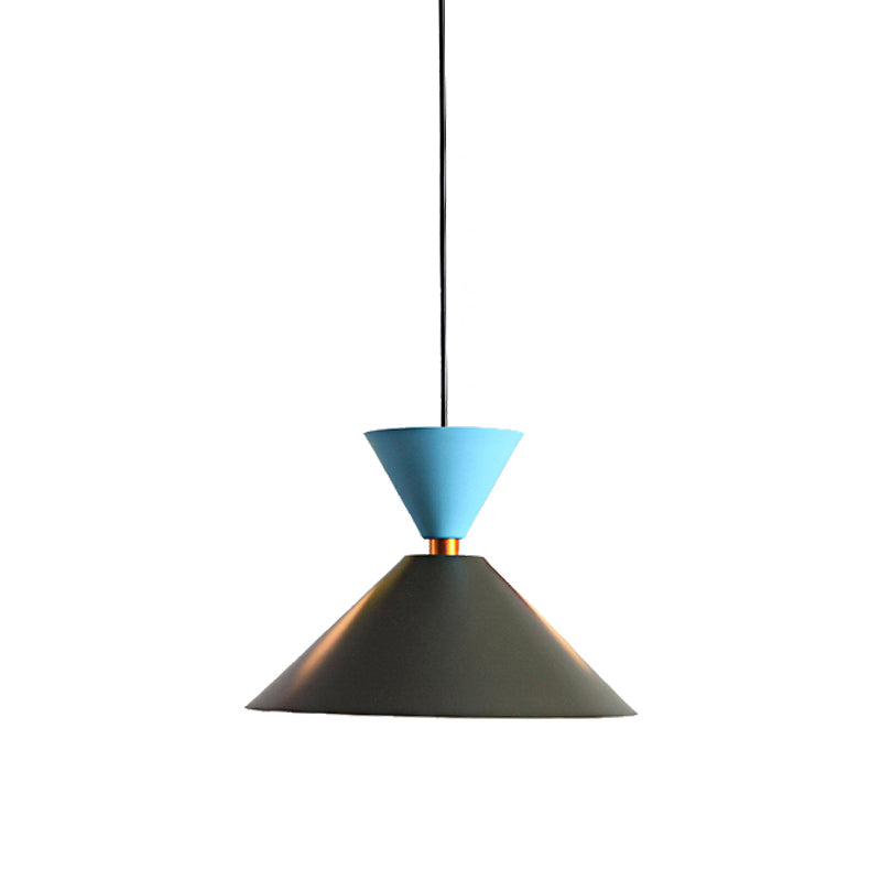 Nordic Style Black Cone/Dome Pendant Light - Metal 1-Light Ceiling Hanging Lamp, 2"/3" Diameter