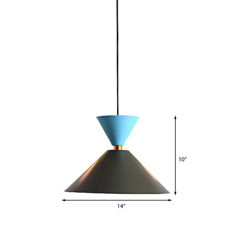 Nordic Style Black Metal Pendant Light With Cone/Dome Shade Ideal For Living Rooms - 1 2/3 Diameter
