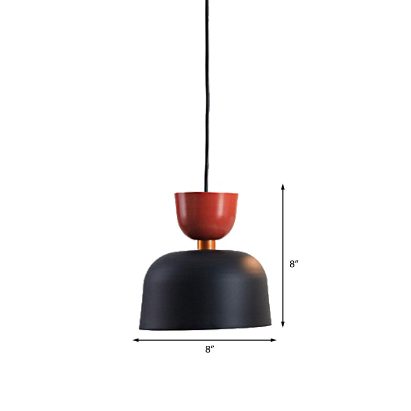 Nordic Style Black Cone/Dome Pendant Light - Metal 1-Light Ceiling Hanging Lamp, 2"/3" Diameter
