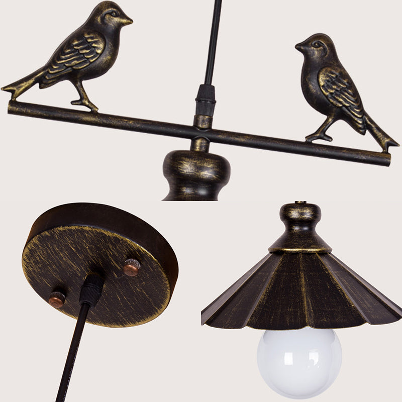 Industrial Scalloped Shade Pendant Ceiling Light, Brown/Rust Finish – Restaurant Hanging Lighting