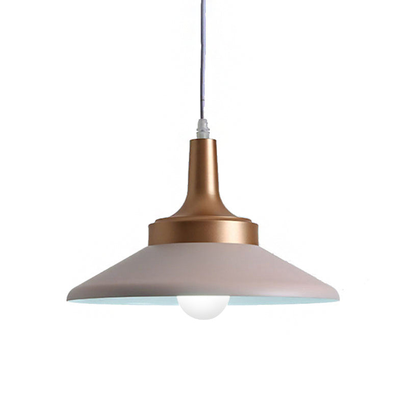 Conic Metal Pendant Lighting - Nordic Style, 1 Light, Black/White, 9.5"/14" Width