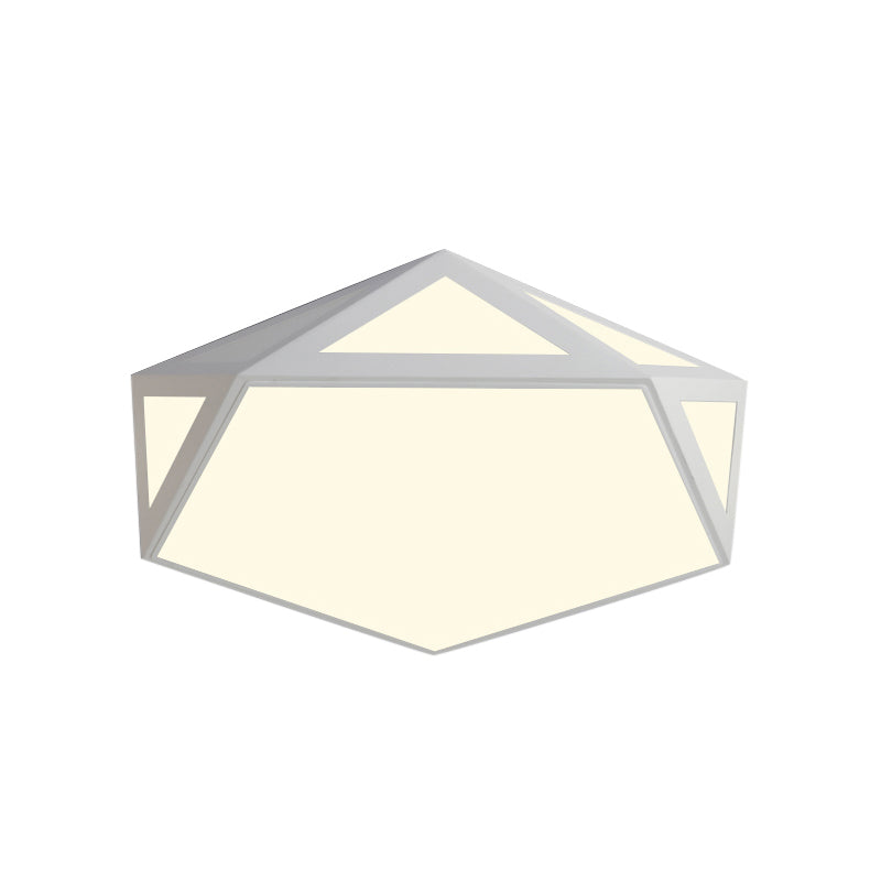 Sleek Black/White Pentagon Flush Ceiling Light with Acrylic Shade - Simple LED for Bedroom - Available in 3 Sizes: 16.5"/20.5"/24.5" Dia