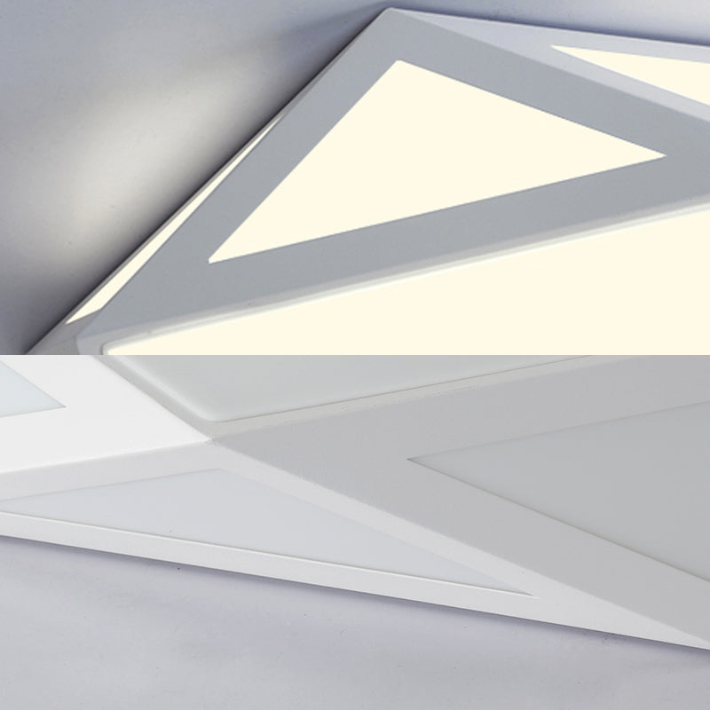 Sleek Black/White Pentagon Flush Ceiling Light with Acrylic Shade - Simple LED for Bedroom - Available in 3 Sizes: 16.5"/20.5"/24.5" Dia