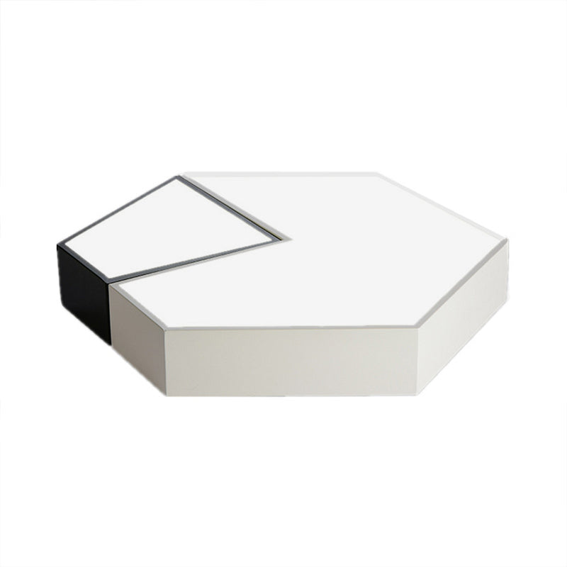 Modern Black and White Hexagon Ceiling Light, Acrylic Shade Mount Fixture, White Light, 11"/15"/19" Dia - Perfect for Living Room