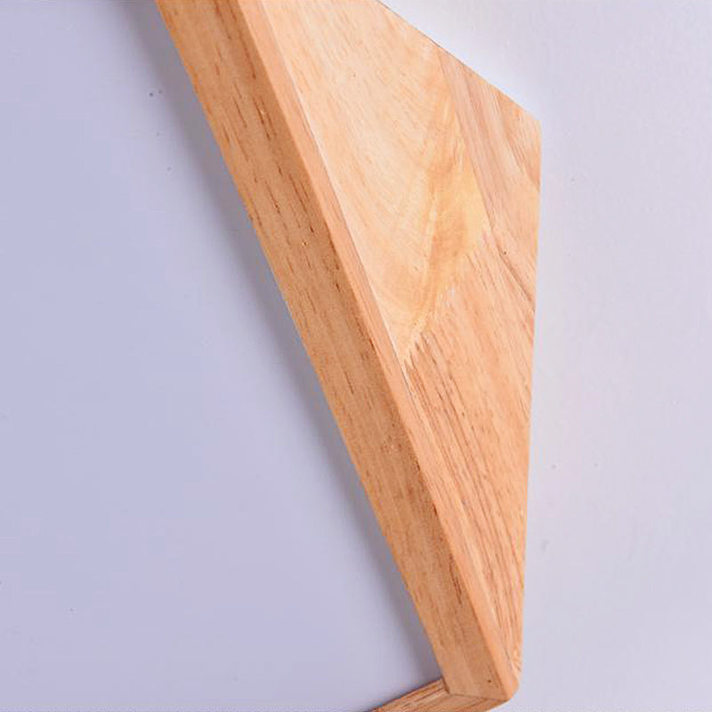 Modern Wooden Geometric LED Flush Mount Ceiling Lamp, 15"/19" Wide