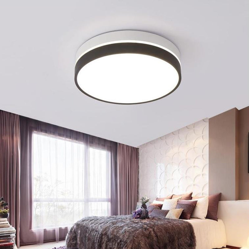 Lampe à encastrer à tambour noir : abat-jour en acrylique nordique, plafonnier LED pour salon