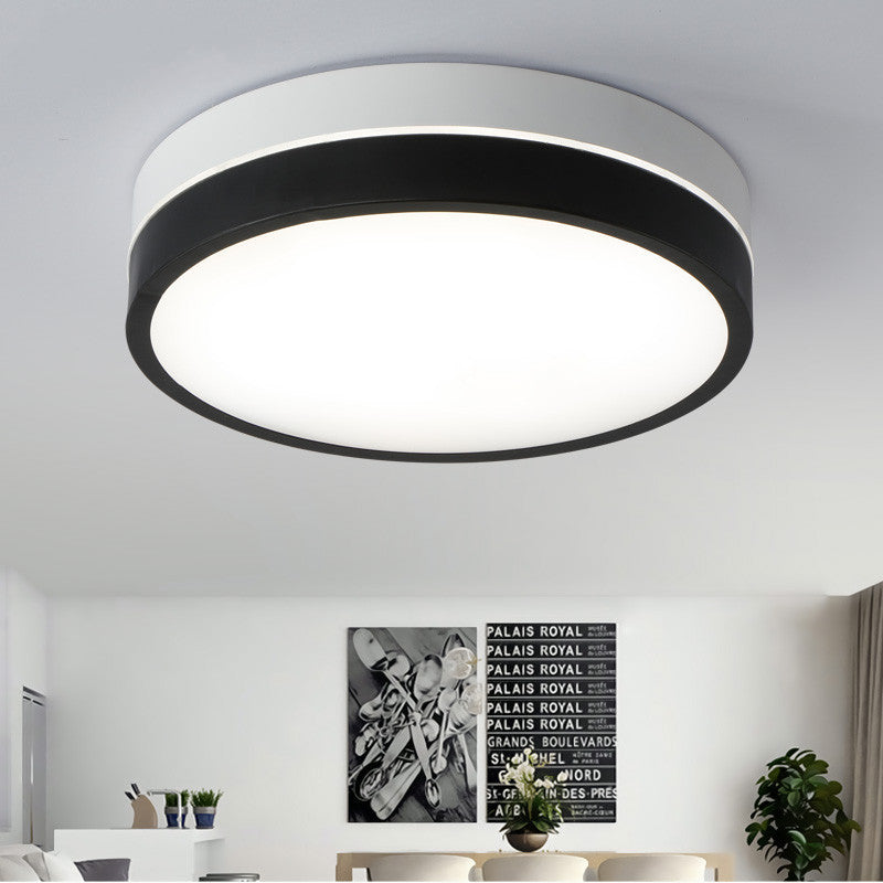Lampe à encastrer à tambour noir : abat-jour en acrylique nordique, plafonnier LED pour salon