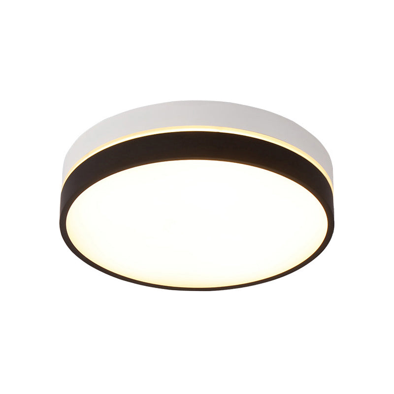 Lampe à encastrer à tambour noir : abat-jour en acrylique nordique, plafonnier LED pour salon